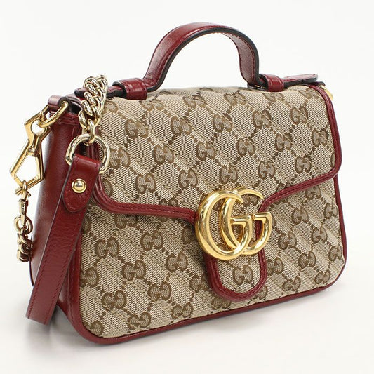 Gucci Mini Top Handle Bag GG Marmont Handbag Canvas Leather