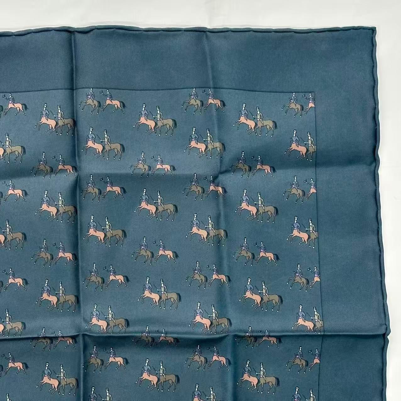 Hermes Scarf Silk Horse Print Handkerchief Blue — view 3