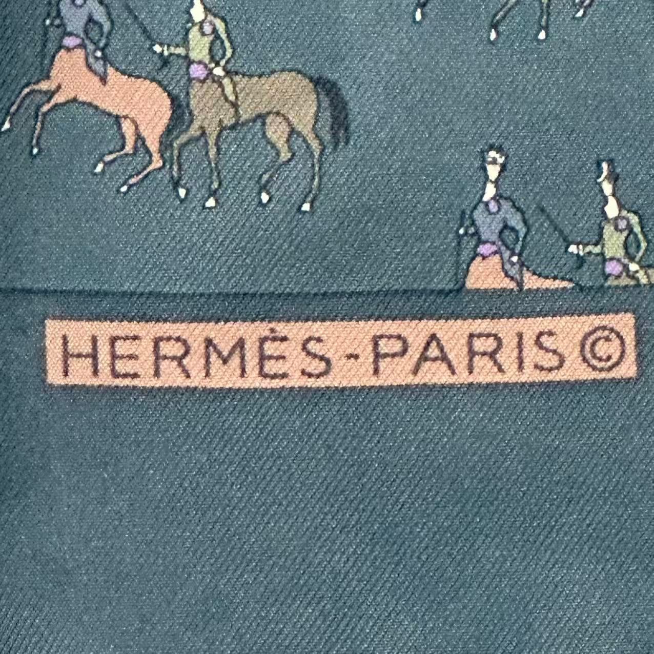 Hermes Scarf Silk Horse Print Handkerchief Blue — view 7