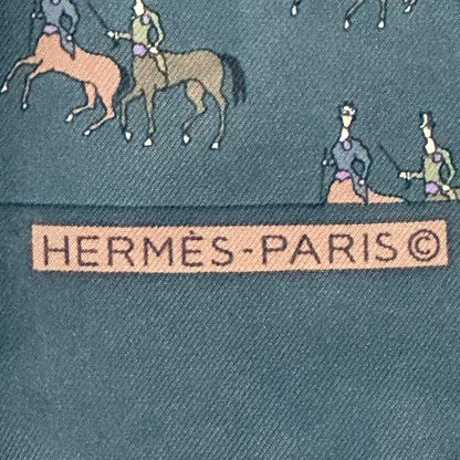 Hermes Scarf Silk Horse Print Handkerchief Blue — view 7