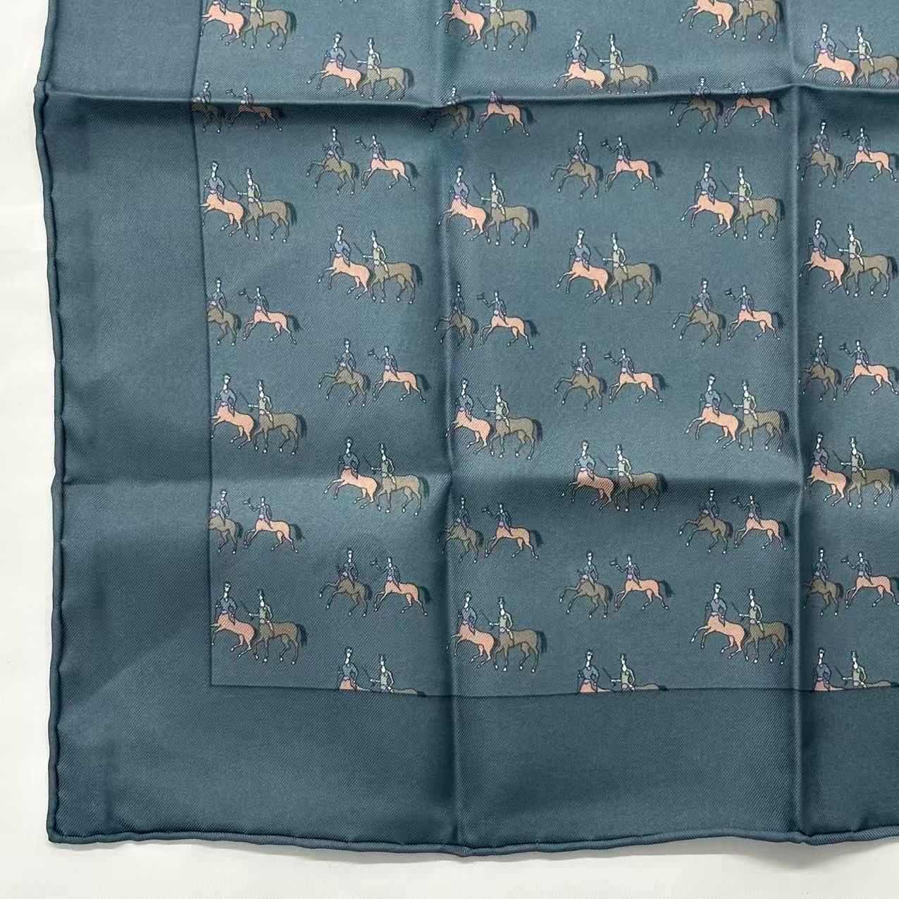 Hermes Scarf Silk Horse Print Handkerchief Blue — view 5
