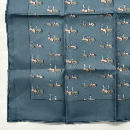 Hermes Scarf Silk Horse Print Handkerchief Blue — view 5