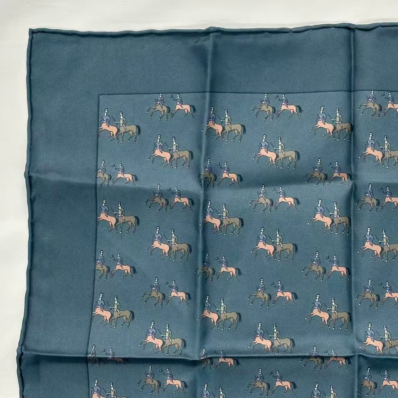 Hermes Scarf Silk Horse Print Handkerchief Blue — view 2