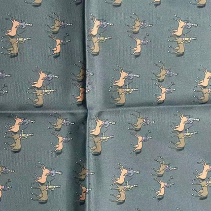 Hermes Scarf Silk Horse Print Handkerchief Blue — view 6