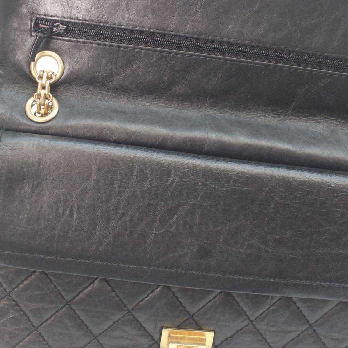 Chanel Black Aged Calfskin 2.55 Quilted 28 Chain Handbag — view 7