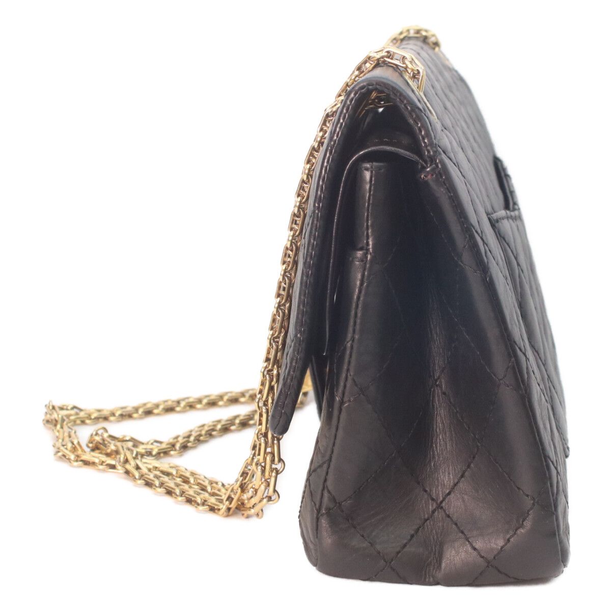 Chanel Black Aged Calfskin 2.55 Quilted 28 Chain Handbag — view 2