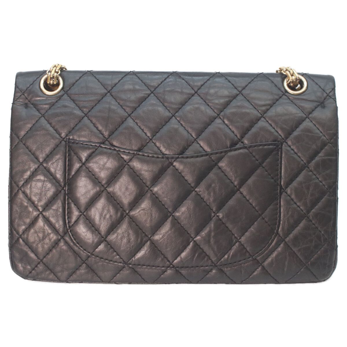 Chanel Black Aged Calfskin 2.55 Quilted 28 Chain Handbag — view 3