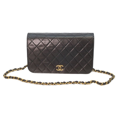 Chanel Black Lamb Single Full Flap Push Lock Quilted 23