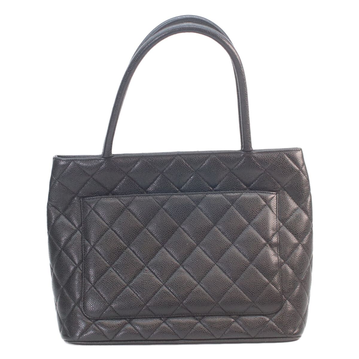 Chanel Black Caviar Silver Medallion Tote — view 3