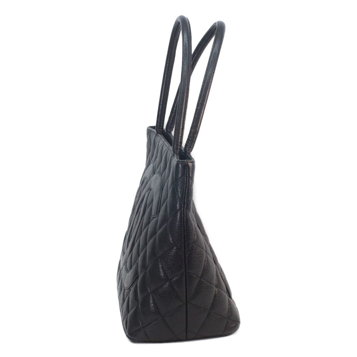 Chanel Black Caviar Silver Medallion Tote — view 2
