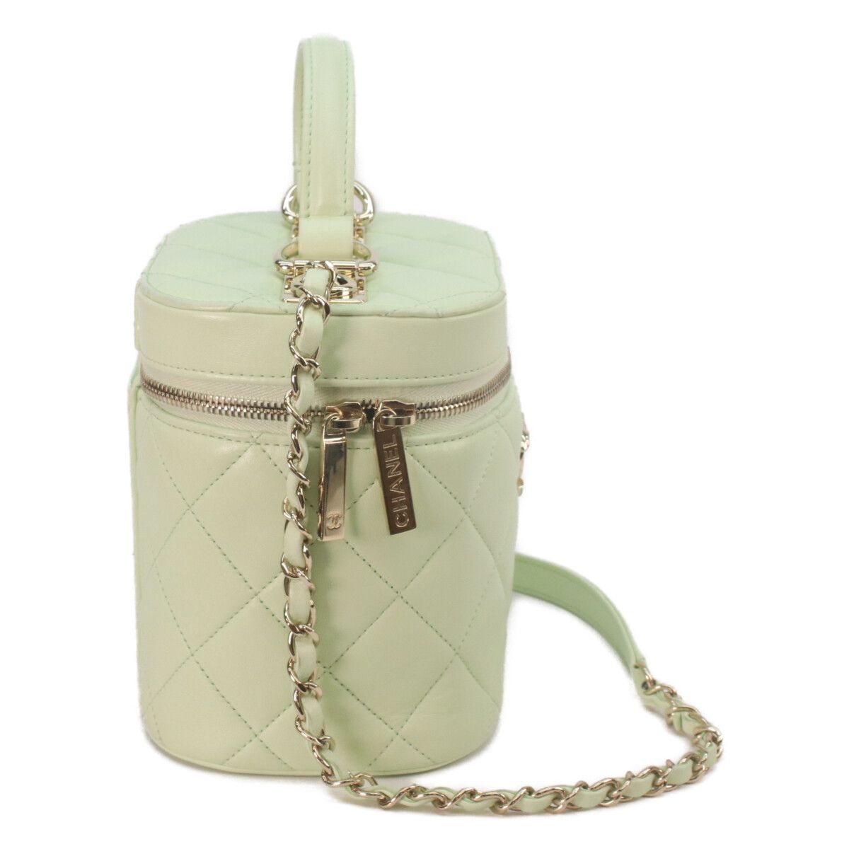 Chanel Lime Green Gold Lamb Trendy CC 2-Way Vanity — view 4