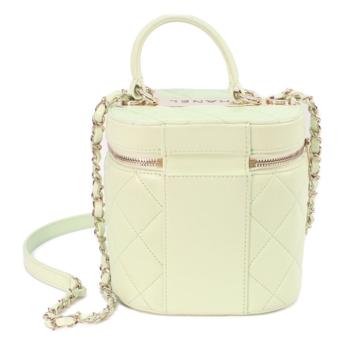 Chanel Lime Green Gold Lamb Trendy CC 2-Way Vanity — view 2