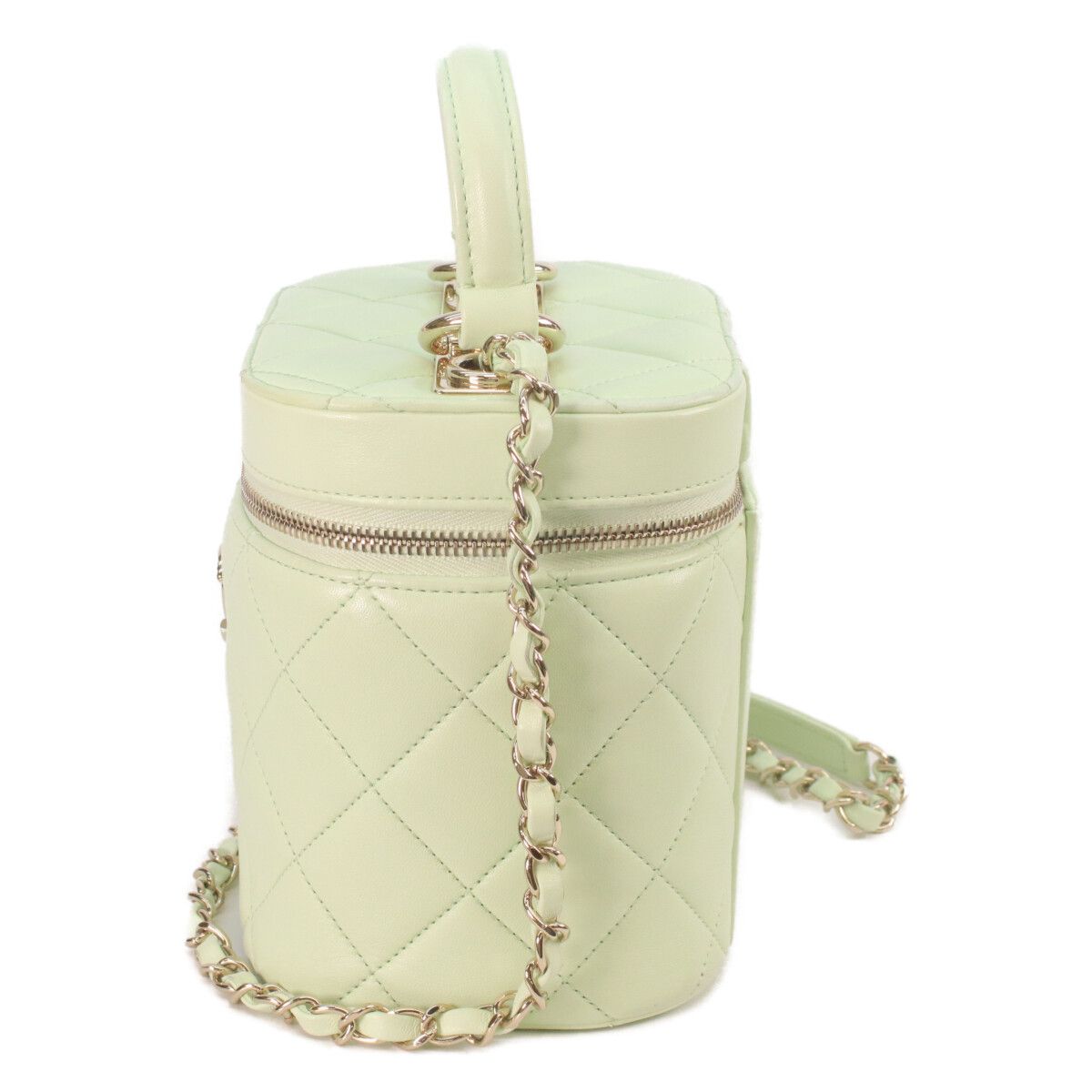 Chanel Lime Green Gold Lamb Trendy CC 2-Way Vanity — view 3