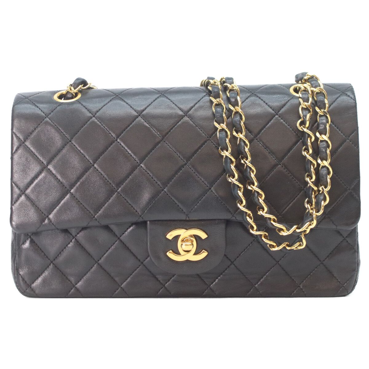 Chanel Black Lamb Gold Quilted 25 Shoulder