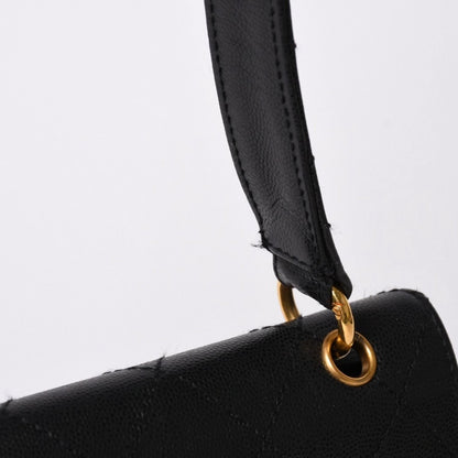 Chanel Quilted Bag CC Logo Caviar Leather Black Gold — view 5