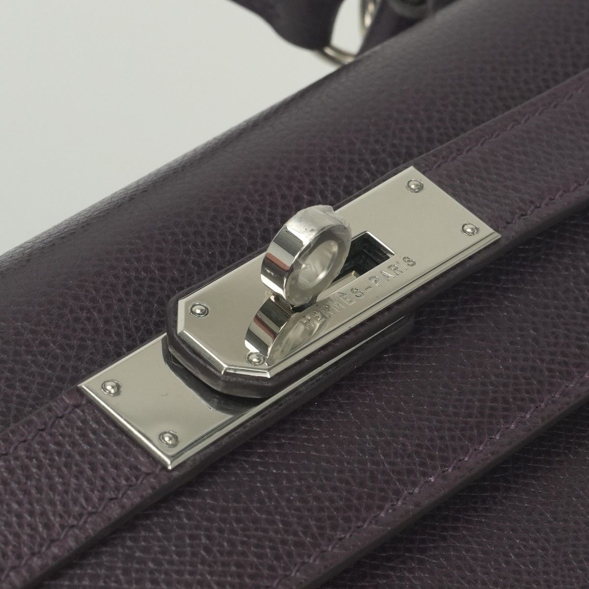 Hermes Kelly 28 Tote Shoulder Bag Epsom Raisin Purple Silver Veau 2-Way Sellier — view 7