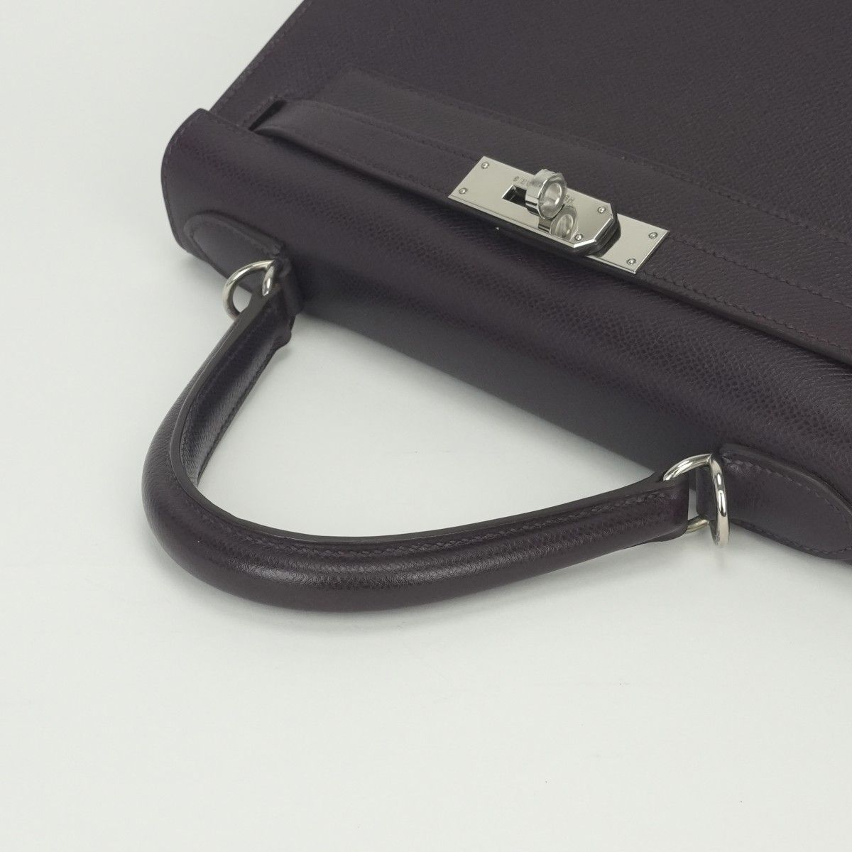 Hermes Kelly 28 Tote Shoulder Bag Epsom Raisin Purple Silver Veau 2-Way Sellier — view 4