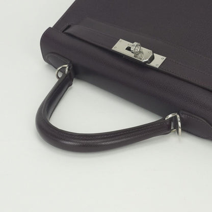 Hermes Kelly 28 Tote Shoulder Bag Epsom Raisin Purple Silver Veau 2-Way Sellier — view 4