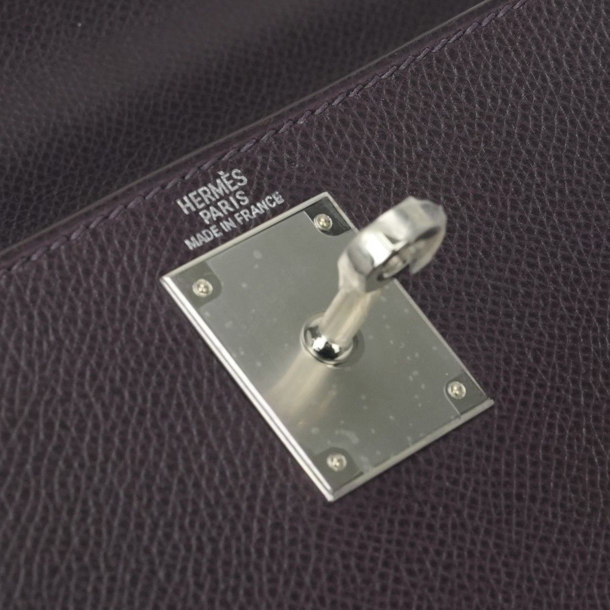 Hermes Kelly 28 Tote Shoulder Bag Epsom Raisin Purple Silver Veau 2-Way Sellier — view 8