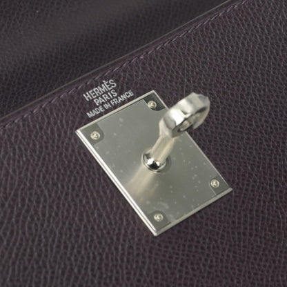 Hermes Kelly 28 Tote Shoulder Bag Epsom Raisin Purple Silver Veau 2-Way Sellier — view 8