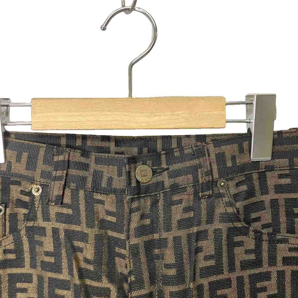Fendi Jeans Zucca Pattern Pants Tapered Vintage Archive 42 Brown — view 3