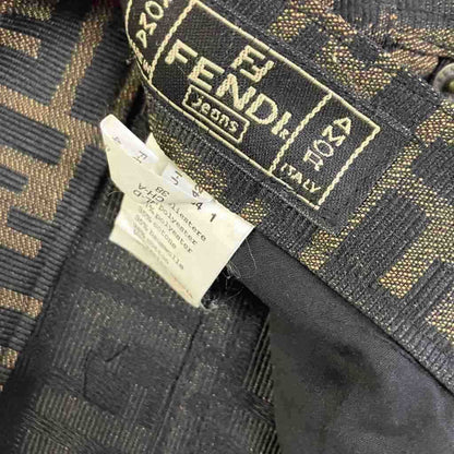 Fendi Jeans Zucca Pattern Pants Tapered Vintage Archive 42 Brown — view 7