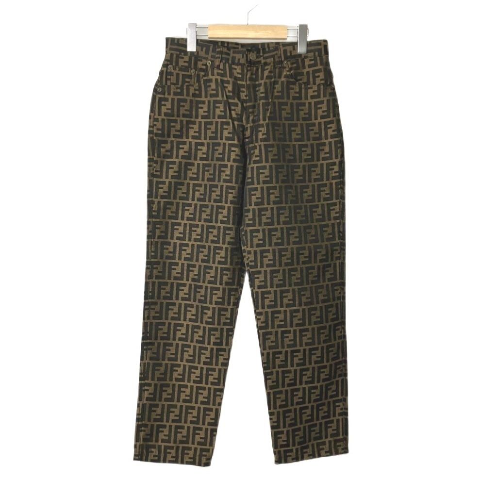 Fendi Jeans Zucca Pattern Pants Tapered Vintage Archive 42 Brown