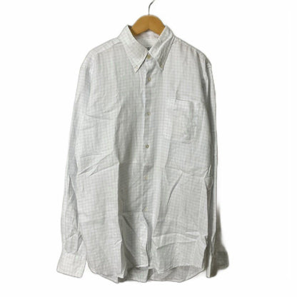 Hermes Button Down Jacket Shirt Check Long Sleeve 15 3 4 White