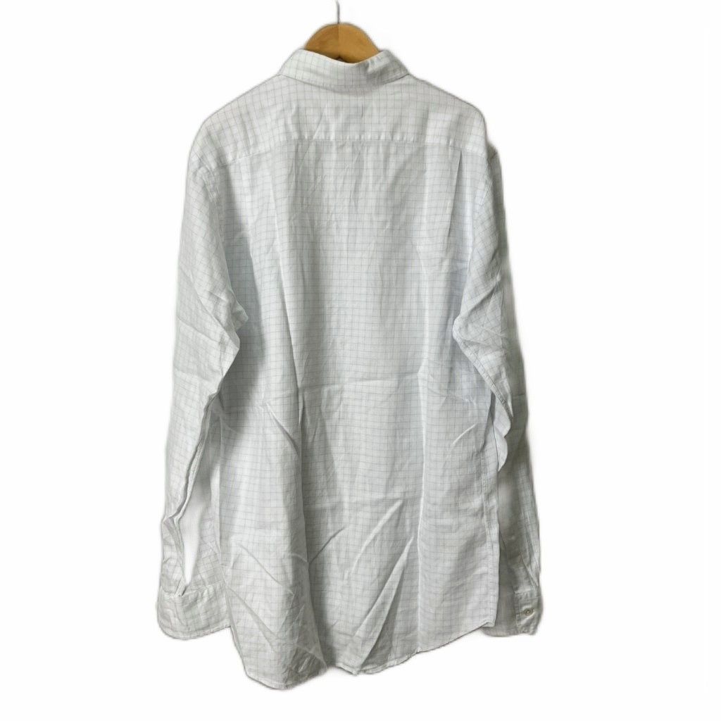 Hermes Button Down Jacket Shirt Check Long Sleeve 15 3 4 White — view 2