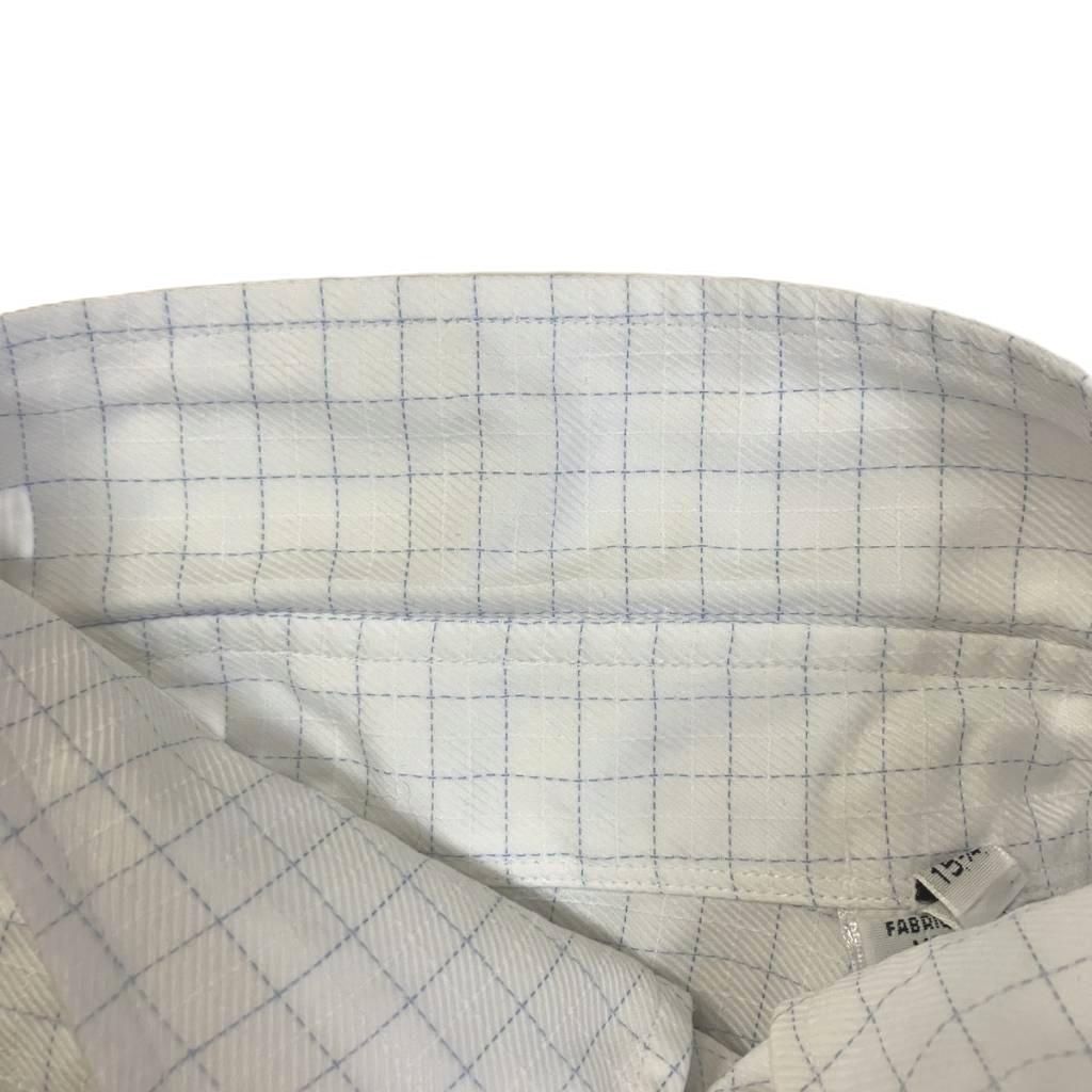 Hermes Button Down Jacket Shirt Check Long Sleeve 15 3 4 White — view 7