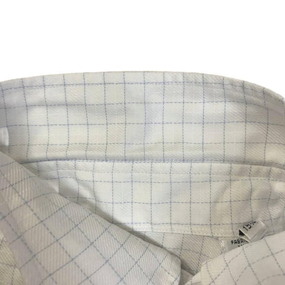 Hermes Button Down Jacket Shirt Check Long Sleeve 15 3 4 White — view 7