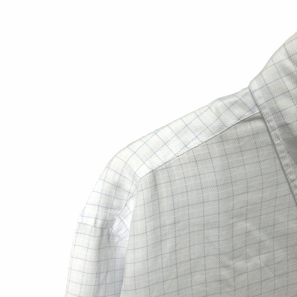 Hermes Button Down Jacket Shirt Check Long Sleeve 15 3 4 White — view 3