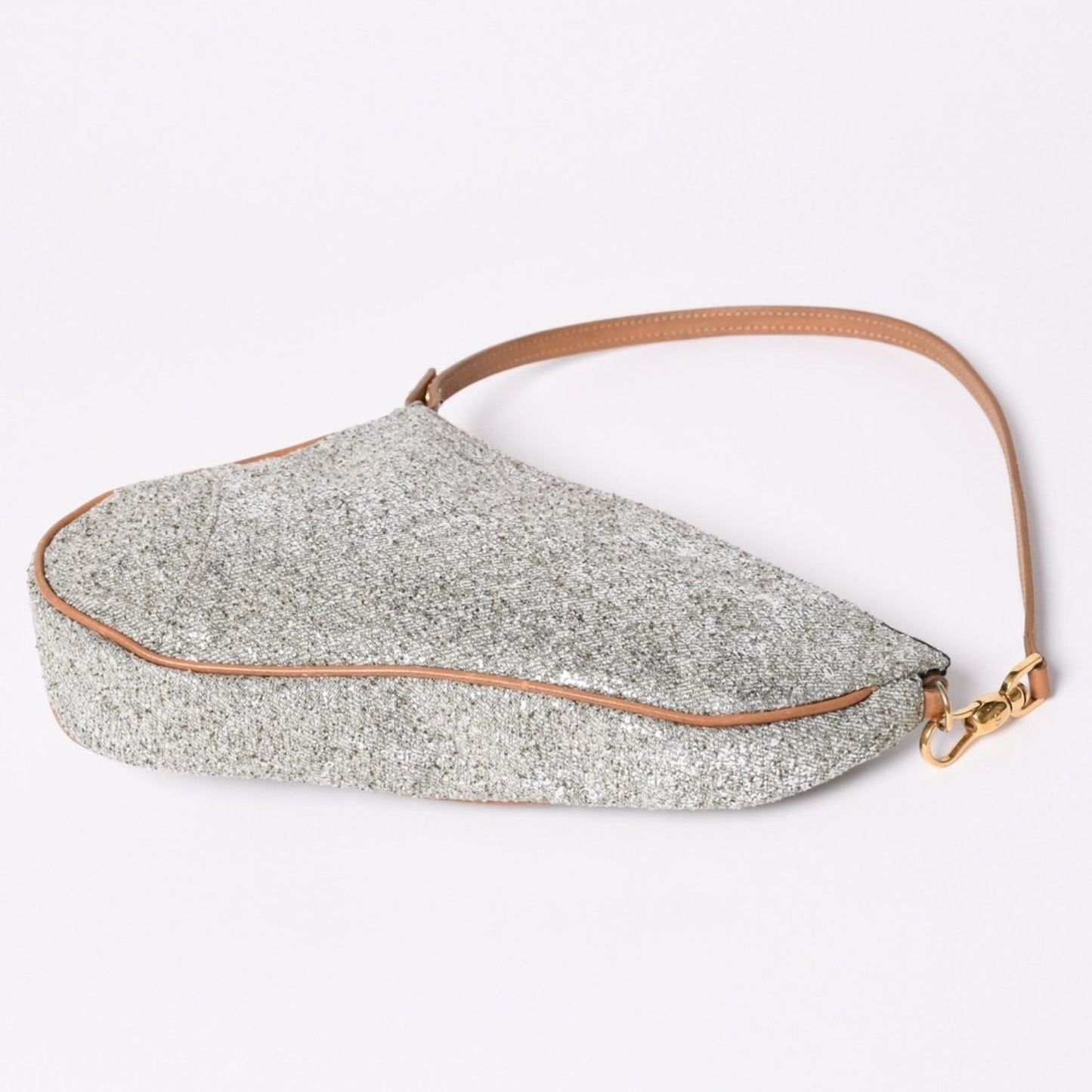 Dior Saddle Pouch Canvas Leather Silver Gold — view 6