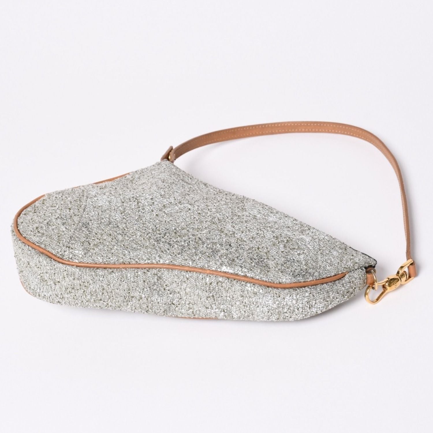 Dior Saddle Pouch Canvas Leather Silver Gold — view 6