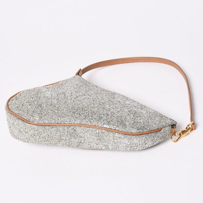 Dior Saddle Pouch Canvas Leather Silver Gold — view 6
