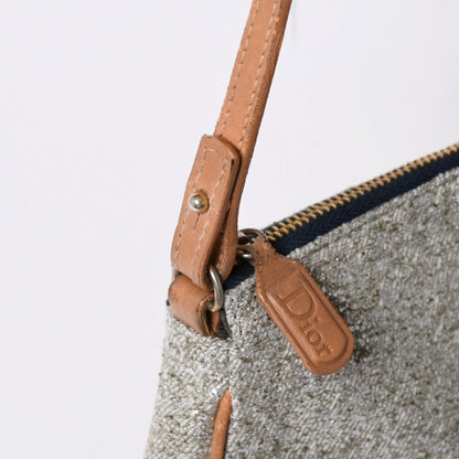 Dior Saddle Pouch Canvas Leather Silver Gold — view 3
