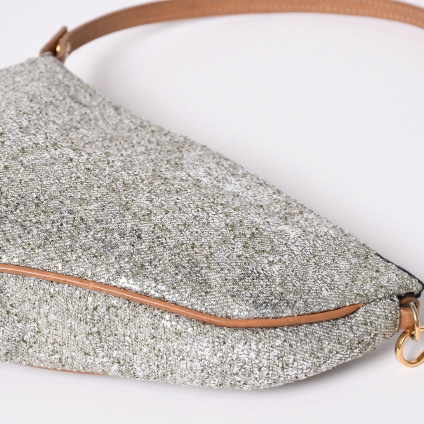 Dior Saddle Pouch Canvas Leather Silver Gold — view 7