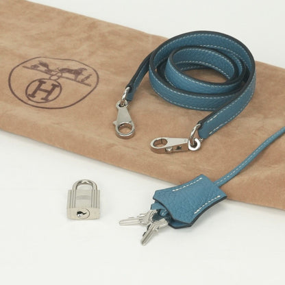 Hermes Bolide 31 Tote Shoulder Bag Taurillon Clemence Blue Jean Bluejean Silver — view 9