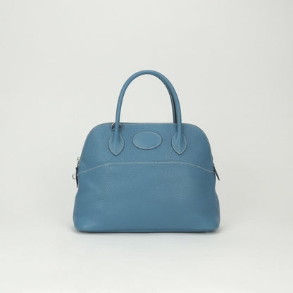 Hermes Bolide 31 Tote Shoulder Bag Taurillon Clemence Blue Jean Bluejean Silver