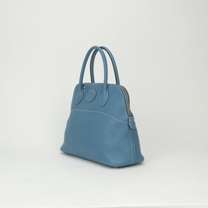 Hermes Bolide 31 Tote Shoulder Bag Taurillon Clemence Blue Jean Bluejean Silver — view 2