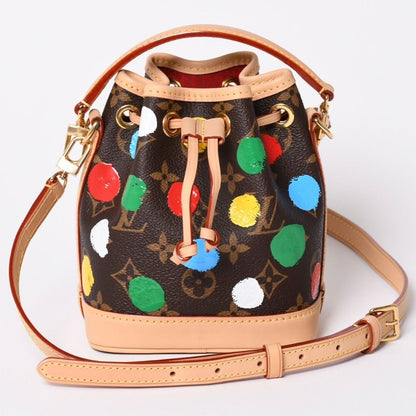 Louis Vuitton Yayoi Kusama Collaboration Shoulder Bag Monogram Nano Noe Brown