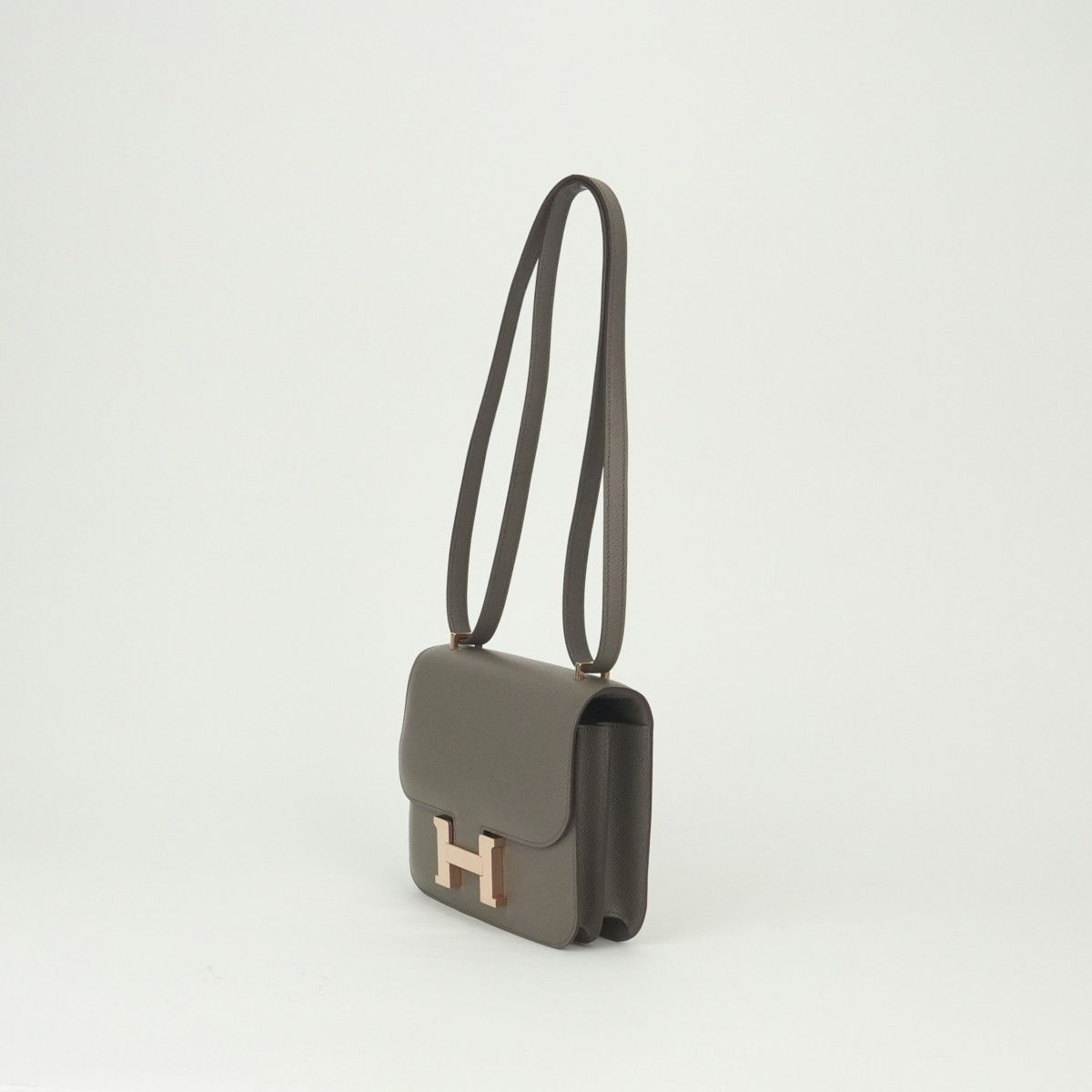 Hermes Constance 3 Mini 18 Shoulder Bag Epsom Etain Gray Pink Gold Veau — view 2