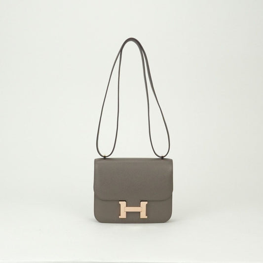 Hermes Constance 3 Mini 18 Shoulder Bag Epsom Etain Gray Pink Gold Veau