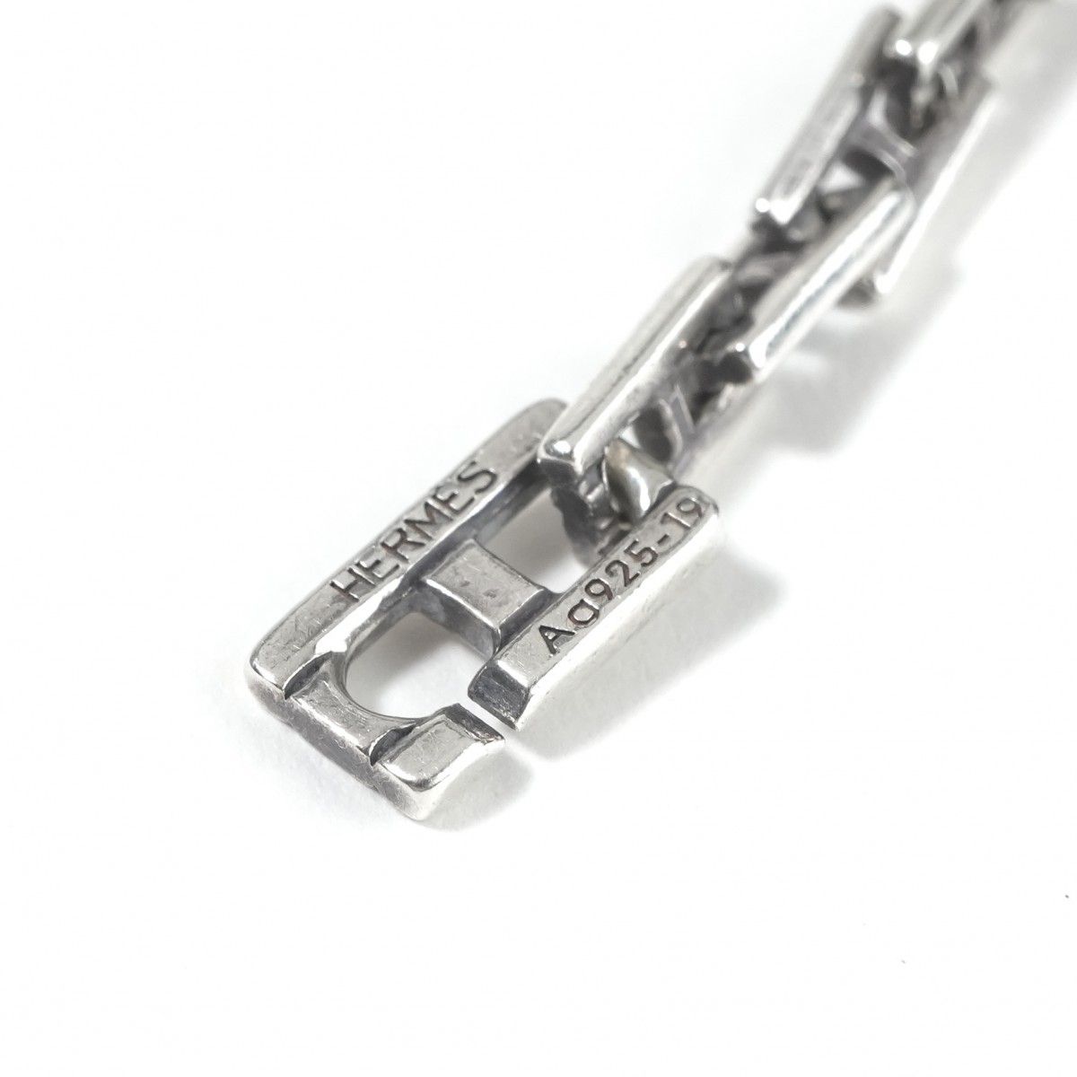 Hermes Cles MM 19 Bracelet Bangle Calf Silver Logo Rare — view 4