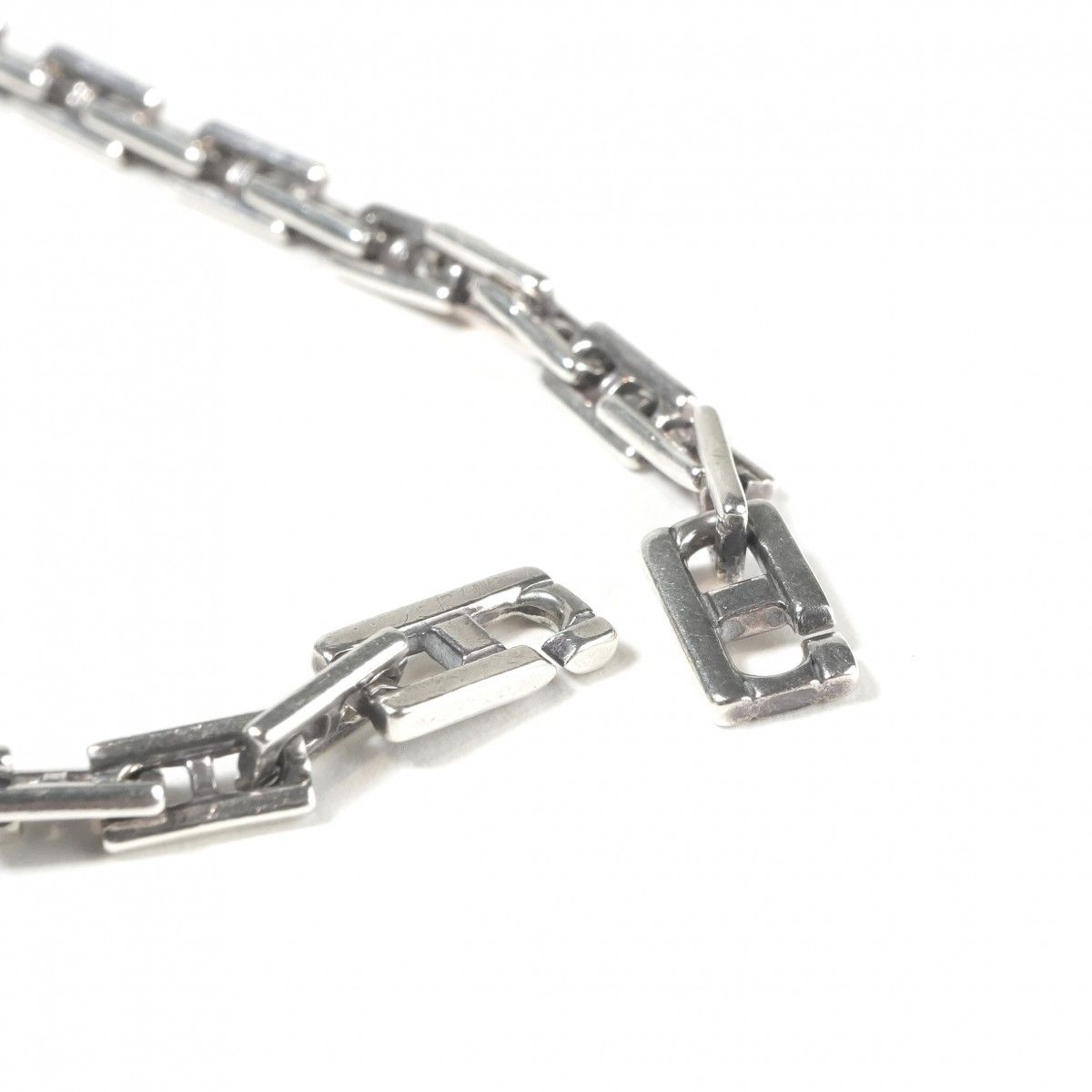 Hermes Cles MM 19 Bracelet Bangle Calf Silver Logo Rare — view 3