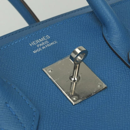 Hermes Birkin 35 Verso Tote Epsom Mykonos Blue Silver Handbag Veau — view 8