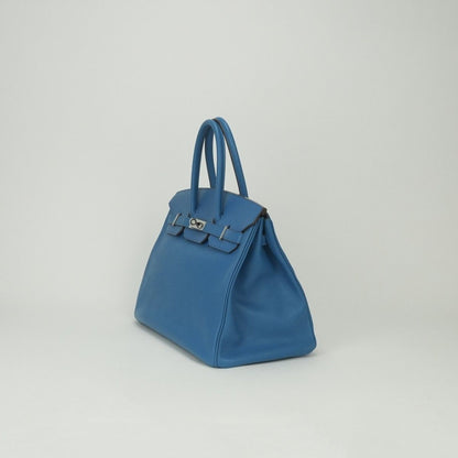 Hermes Birkin 35 Verso Tote Epsom Mykonos Blue Silver Handbag Veau — view 2