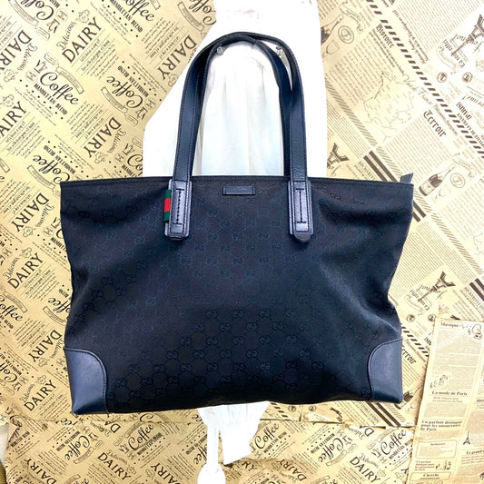 Gucci GG Canvas Tote Sherry Black A3 Travel Business