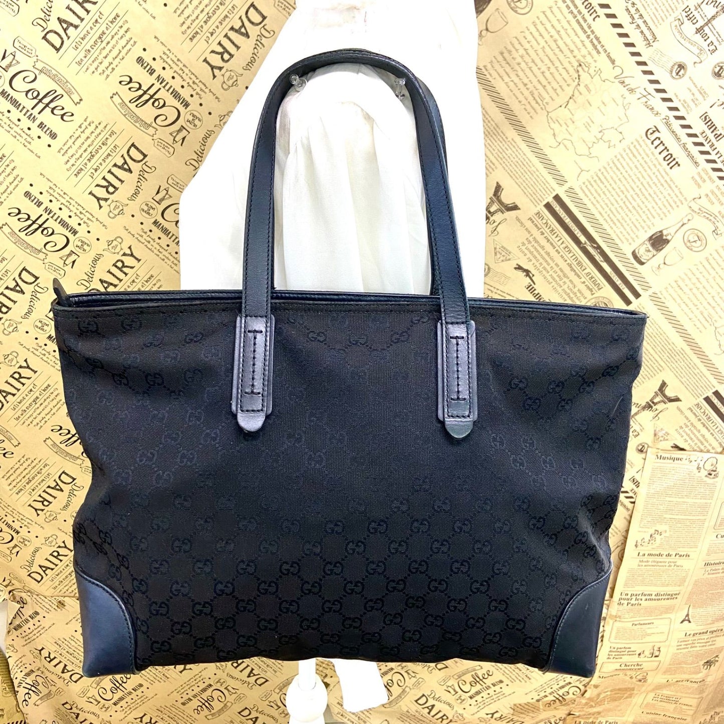 Gucci GG Canvas Tote Sherry Black A3 Travel Business — view 2
