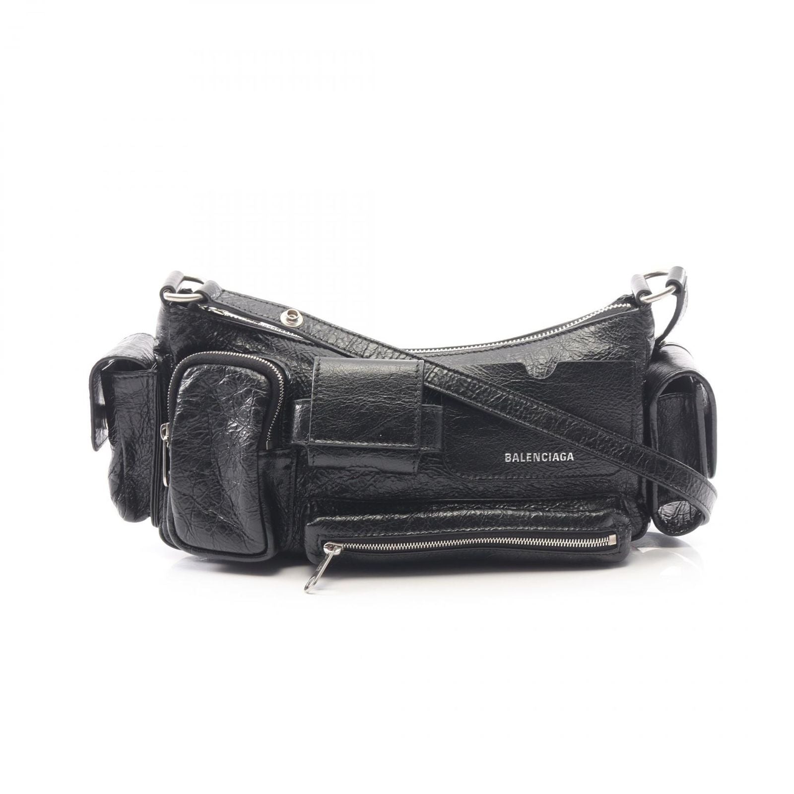 Balenciaga Shoulder Bag Super Busy Small Black Leather Superbusy
